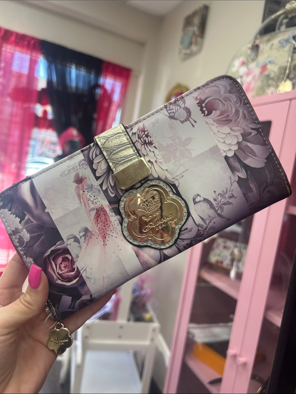 Cath Kidston Purple Floral Zip Wallet